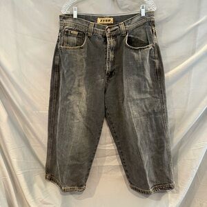 Vintage Zeep Wide-Leg Cropped Jeans 36x22 | Retro 90s Baggy Denim